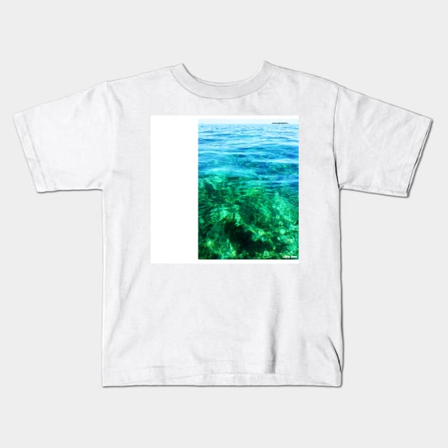 honduras reef trap by camera in crystal water Kids T-Shirt by jorge_lebeau